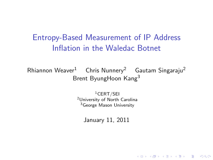 entropy based measurement of ip address inflation in the