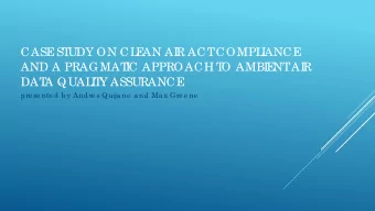 CASE  ST  UDY ON CL  E  AN AI  R ACT  COMPL  I  ANCE  AND A PRAGMAT  I  C APPROACH T  O AMBI  E  NT