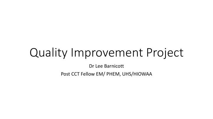 quality improvement project