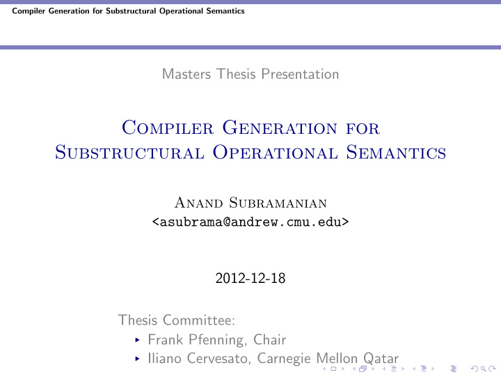 compiler generation for substructural operational