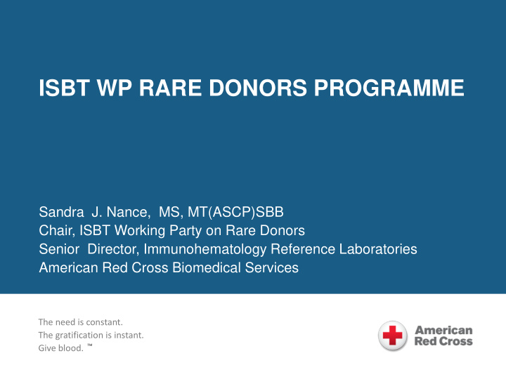 isbt wp rare donors programme