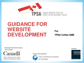 WEBSITE  For  DEVELOPMENT  TPSA Coffee SME  Developed by Dario Iezzoni,  Partner:  TFO Canada