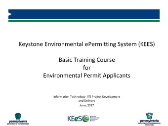 Basic Training Course  for  Environmental Permit Applicants  Information Technology  (IT) Project