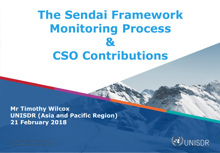 the sendai framework monitoring process cso contributions