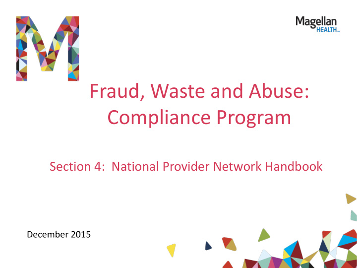 fraud waste and abuse compliance program