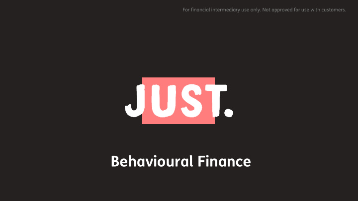 behavioural finance welcome