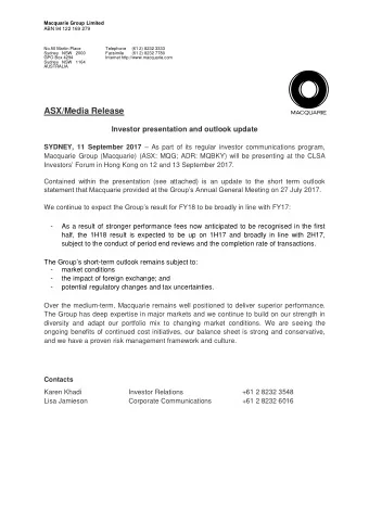 24 th CLSA Investors Forum  Grand Hyatt, Hong Kong  Presentation to Investors and Analysts