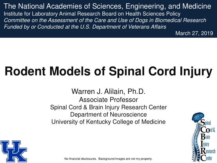 rodent models of spinal cord injury