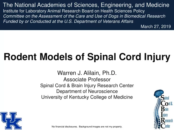 rodent models of spinal cord injury