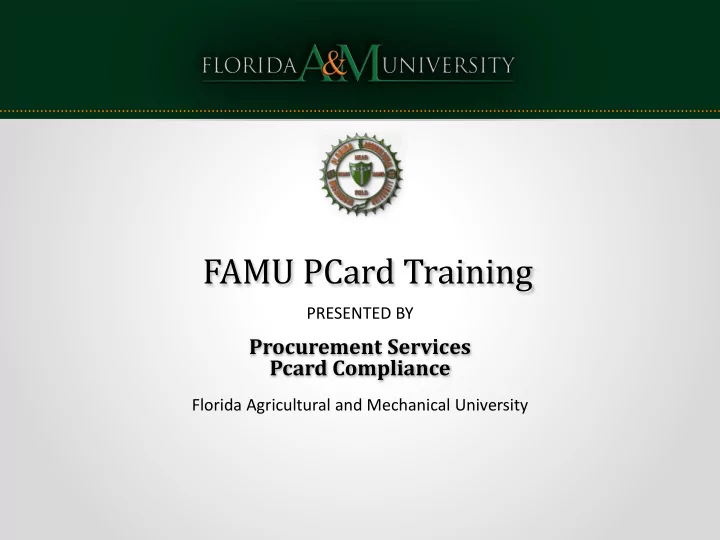 famu pcard training