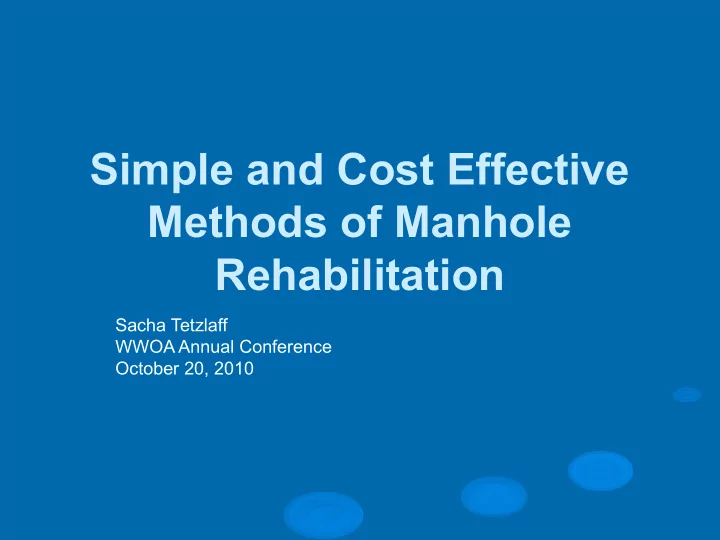simple and cost effective methods of manhole