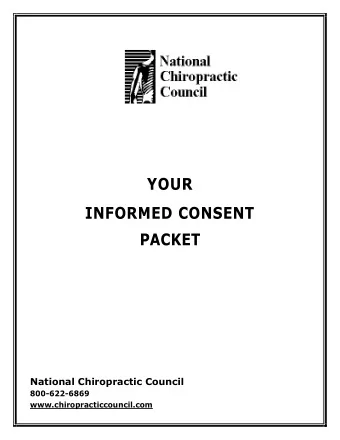 YOUR  INFORMED CONSENT PACKET  National Chiropractic Council 800-622-6869