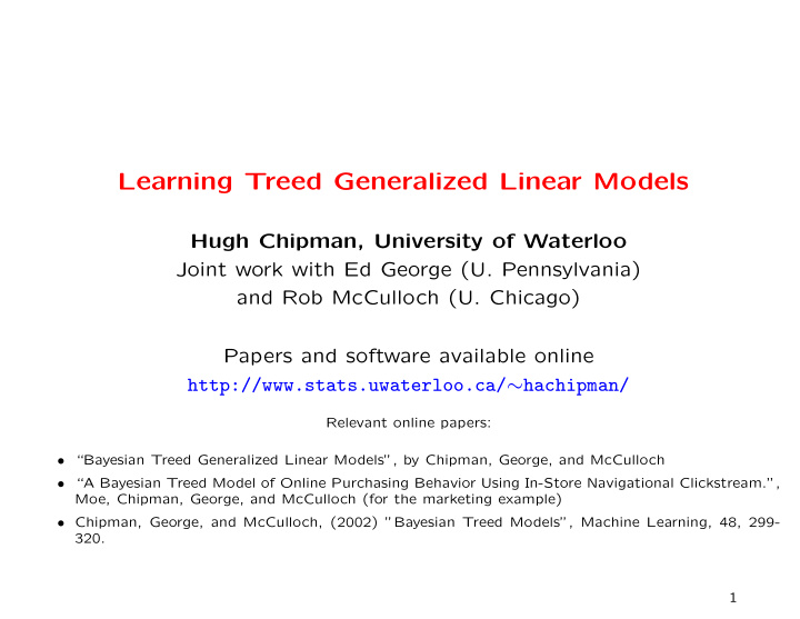 learning treed generalized linear models