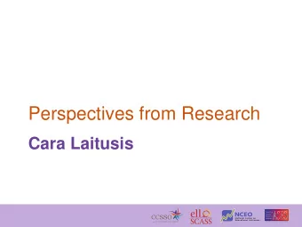 Perspectives from Research  Cara Laitusis  Overview  What do we know?  Overview of recent