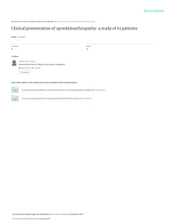 Clinical presentation of spondyloarthropathy: a study of 61 patients Article  July 2007