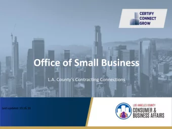 Office of Small Business  L.A. Countys Contracting Connections  Last updated 10.16.19  Small