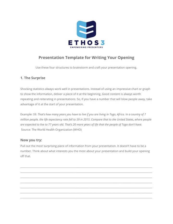 presentation template for writing your opening