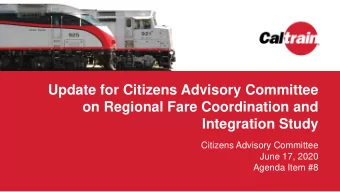 Update for Citizens Advisory Committee  on Regional Fare Coordination and Integration Study