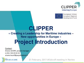 CLIPPER  Creating a Leadership for Maritime industries   New opportunities in Europe