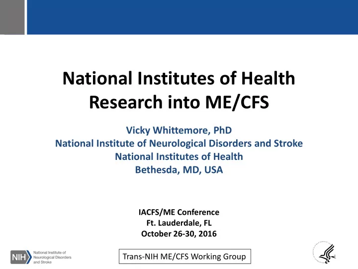 national institutes of health research into me cfs