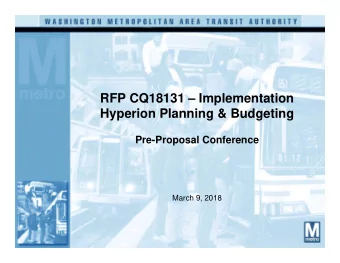 RFP CQ18131  Implementation  Hyperion Planning &amp; Budgeting  Pre-Proposal Conference  March