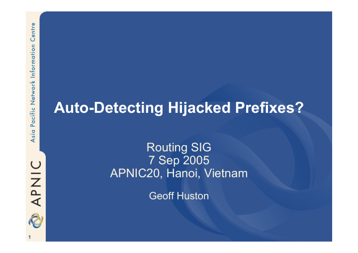 auto detecting hijacked prefixes