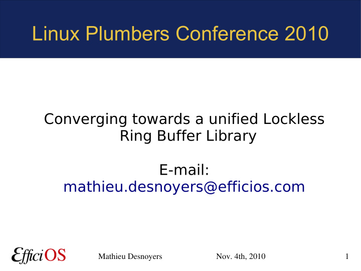 linux plumbers conference 2010