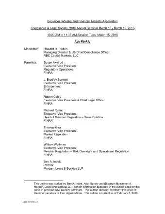 *  This outline was drafted by Ben A. Indek, Ariel Gursky and Elizabeth Buechner of  Morgan, Lewis