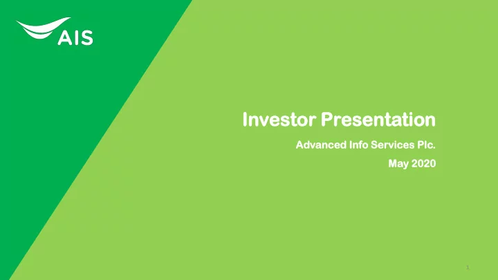 inves estor tor pr presenta esentatio tion