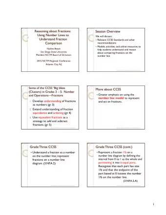 Session Overview  Using Number Lines to  We will discuss:  Understand Fraction  Relevant CCSS