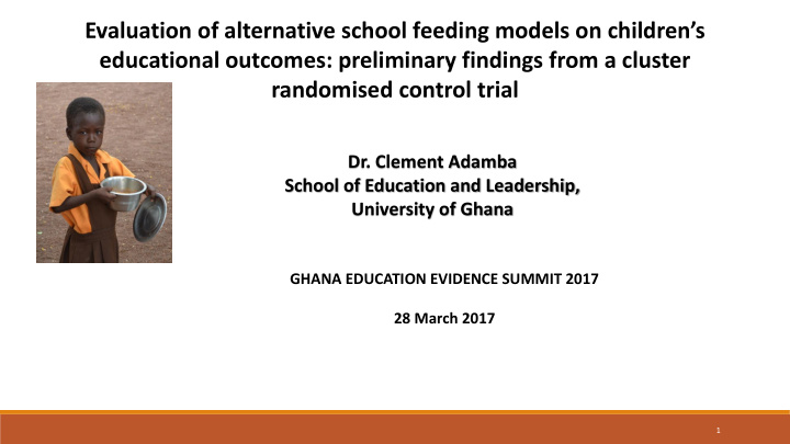 evaluation of alternative school feeding models on