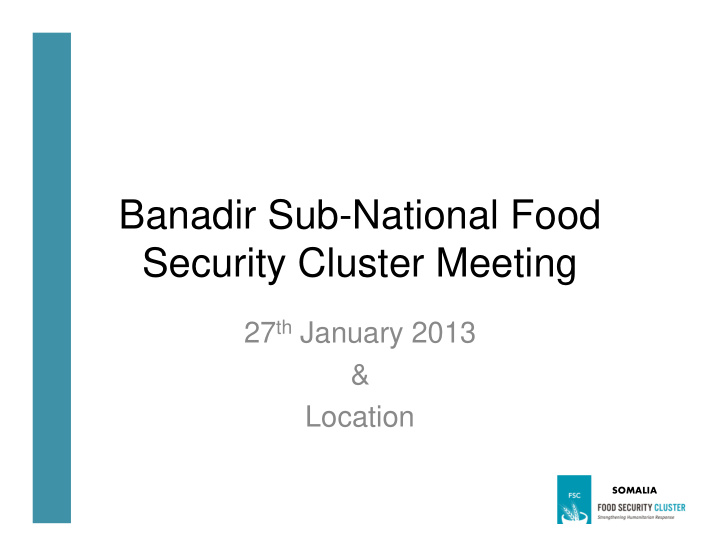 banadir sub national food security cluster meeting