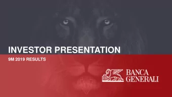 INVESTOR PRESENTATION  9M 2019 RESULTS  AGENDA  9M 2019 Results  Our Vision:  Commercial Results