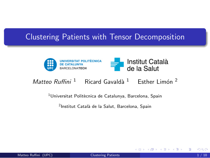 clustering patients with tensor decomposition