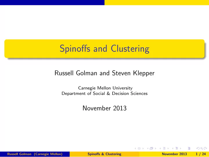 spinoffs and clustering