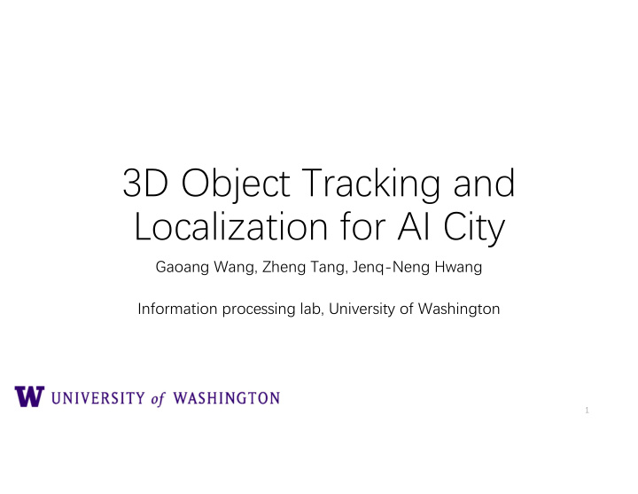 3d object tracking and localization for ai city