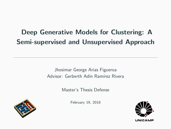 deep generative models for clustering a semi supervised