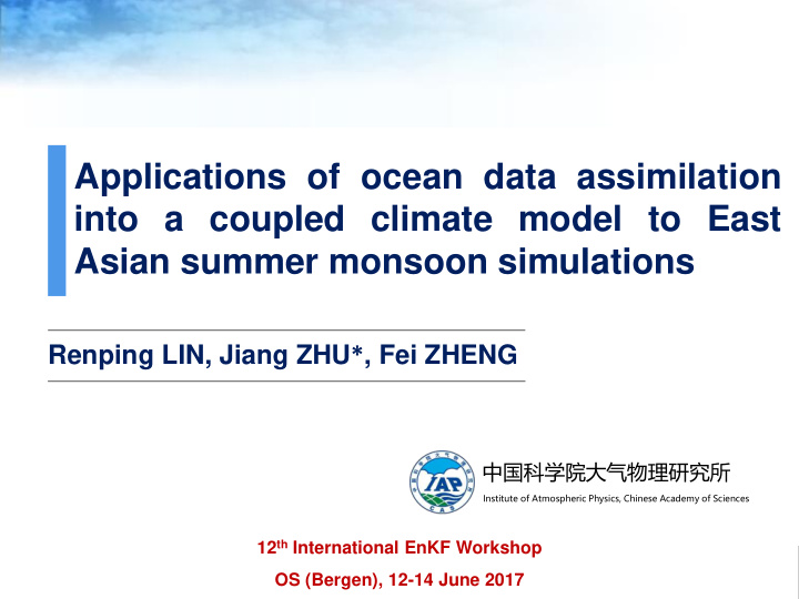 applications of ocean data assimilation into a coupled