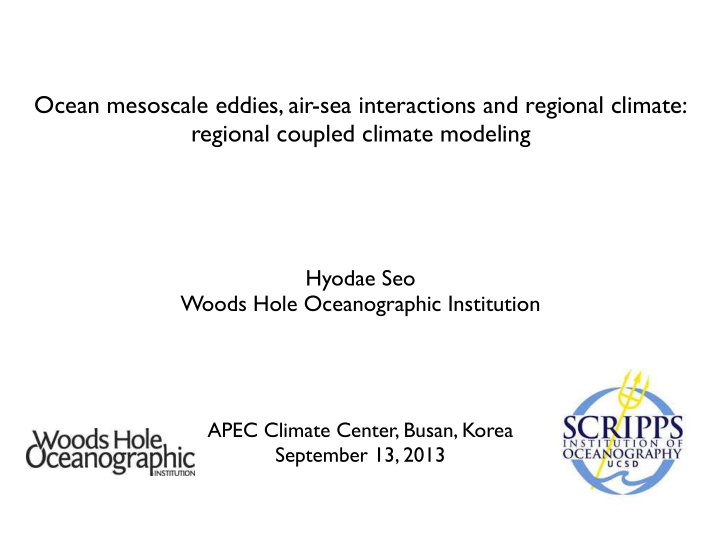 ocean mesoscale eddies air sea interactions and regional