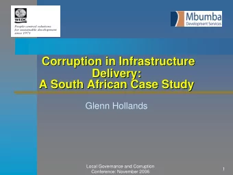 Corruption in Infrastructure  Corruption in Infrastructure  Corruption in Infrastructure  Delivery:
