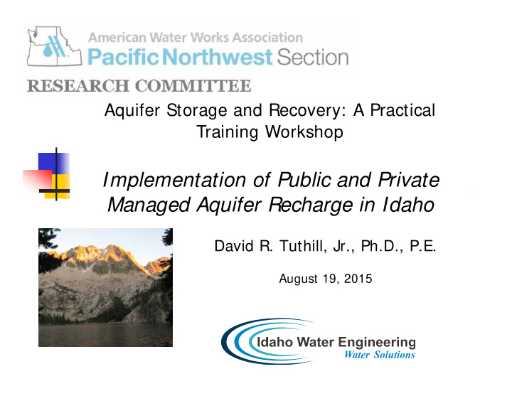 implementation of public and private managed aquifer