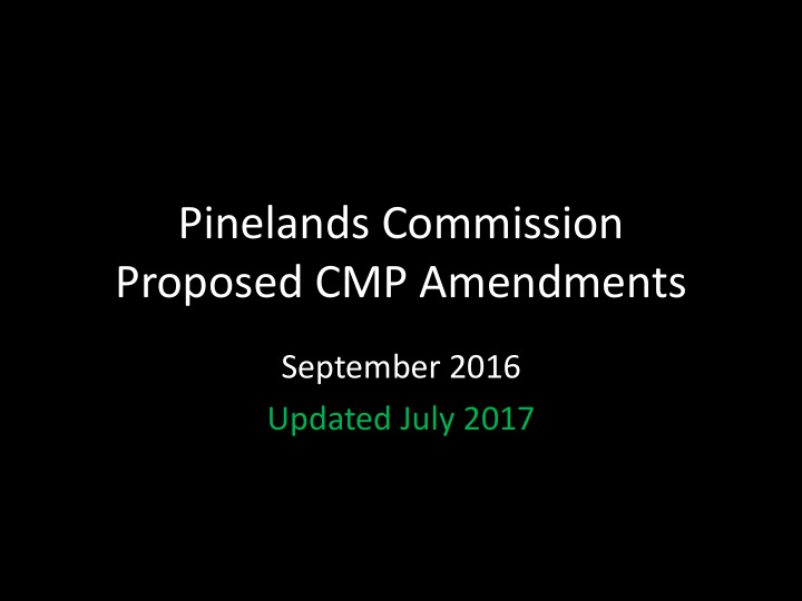 proposed cmp amendments