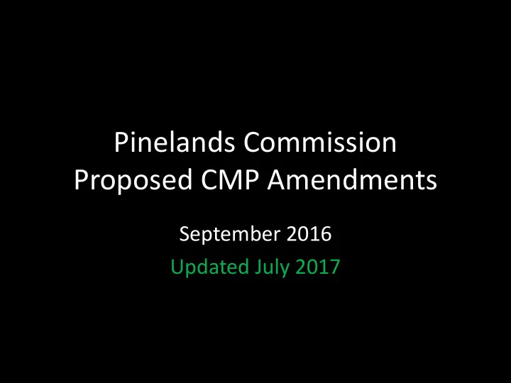 proposed cmp amendments