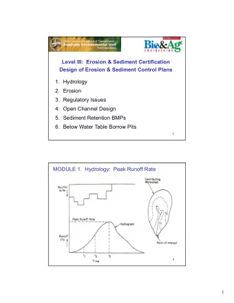 Level III:  Erosion &amp; Sediment Certification  Design of Erosion &amp; Sediment Control Plans