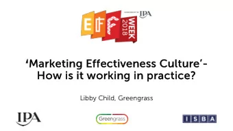 Ma  Marke  ketin  ting E  Effe  ffective  tiveness Cu  Cultu  lture-  Ho  How is it working