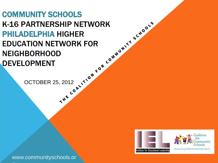 commu ommunit ity school hools k 16 partnership network
