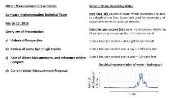 Water Measurement Presentation  Some Units for Describing Water Acre-foot [af]: volume of water