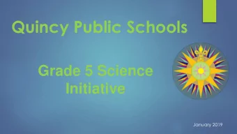 Quincy Public Schools  Grade 5 Science  Initiative  January 2019  Managing Change  2  Our District