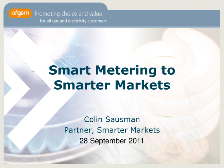 smart metering to smarter markets