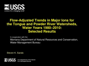 Flow-Adjusted Trends in Major Ions for  the Tongue and Powder River Watersheds, Water Years 1980